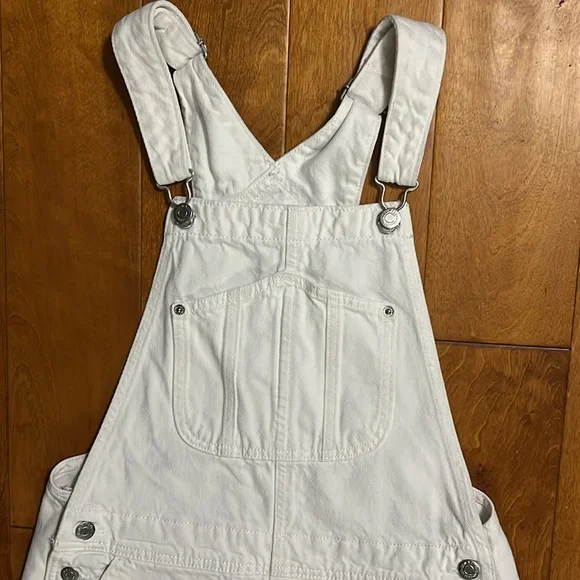 Old Navy White Overalls Size S Cuffed Hem Country Western Coastal Cowgirl Casual - Picture 3 of 12